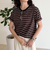 ボーダー無地ワンポイントロゴ5分袖Ｔシャツ