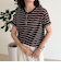 ボーダー無地ワンポイントロゴ5分袖Ｔシャツ