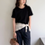 ボーダー無地ワンポイントロゴ5分袖Ｔシャツ