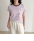 ボーダー/無地ワンポイントロゴコンパクトTシャツ