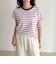 ボーダー/無地ワンポイントロゴコンパクトTシャツ