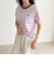ボーダー/無地ワンポイントロゴコンパクトTシャツ