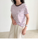 ボーダー/無地ワンポイントロゴコンパクトTシャツ
