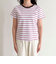 ボーダー/無地ワンポイントロゴコンパクトTシャツ