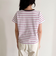 ボーダー/無地ワンポイントロゴコンパクトTシャツ