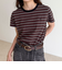 ボーダー/無地ワンポイントロゴコンパクトTシャツ