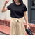 ボーダー/無地ワンポイントロゴコンパクトTシャツ
