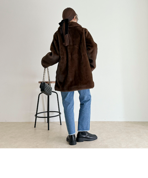 eongul ブラウン ポリエステル ファーコート Fサイズ eongul ブラウン ポリエステル ファーコート Fサイズ｜プードル