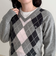 アーガイル柄インターシャVネックニット