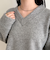 リブ見えニットソーVネックプルオーバー