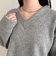 リブ見えニットソーVネックプルオーバー