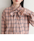 チェック柄ビッグボウタイブラウス