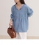 コットンボイルシアーデニムシャーリングブラウス