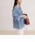 コットンボイルシアーデニムシャーリングブラウス
