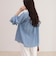 コットンボイルシアーデニムシャーリングブラウス
