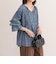 コットンボイルシアーデニムシャーリングブラウス