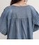 コットンボイルシアーデニムシャーリングブラウス