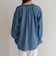 シアーデニムフリルカラーブラウス