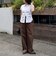 刺しゅう入りコットンツイルルーズパンツ