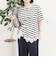 ボーダーアシメツイストプルオーバーTシャツ