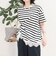 ボーダーアシメツイストプルオーバーTシャツ