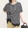 ボーダーアシメツイストプルオーバーTシャツ