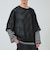 3/4スリーブメッシュTシャツ シアーT 7分袖 オーバーサイズ