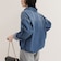 裾ドロストデニム/ホース柄シャツ