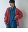 起毛アゼ編みVネックニットカーディガン