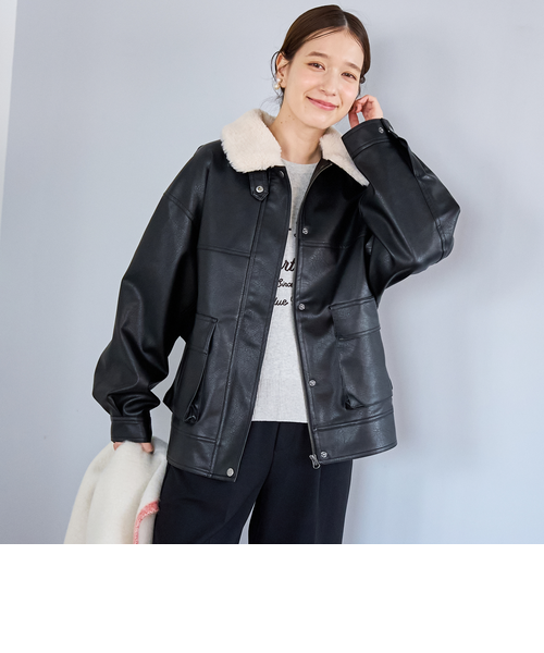 COELIE collab Ecoレザーヴィンテージブルゾン セール】ヴィンテージライクルーズエコレザーブルゾン（ブルゾン