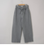 ウエストリボン ワイドストレートデニムパンツ