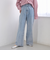 ウエストリボン ワイドストレートデニムパンツ