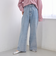 ウエストリボン ワイドストレートデニムパンツ