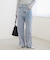 ウエストリボン ワイドストレートデニムパンツ