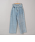 ウエストリボン ワイドストレートデニムパンツ
