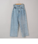 ウエストリボン ワイドストレートデニムパンツ