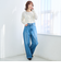 ウエストリボン ワイドストレートデニムパンツ