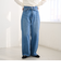 ウエストリボン ワイドストレートデニムパンツ