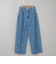 花柄刺繍 ワイドストレートデニムパンツ
