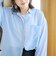 ドライシアーコットン パイピング配色ストライプシャツ