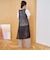 パッチワーク風 透かし編みメッシュニットロングジレ