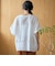 裾刺繍レース スキッパーシアーバンドカラーブラウス