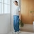 バックベルト付き カーブシルエット ワイドデニムパンツ