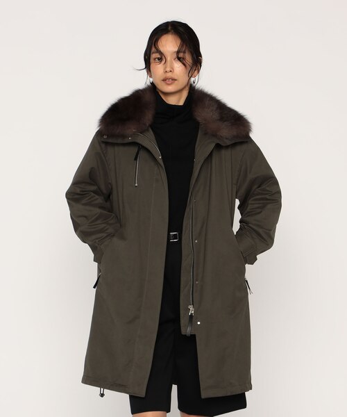 90s レトロ ヴィンテージ フェイクレザー調　ライナー付き　モッズコート 高密度微起毛ヴィンテージツイル ライナー付きモッズコート｜コムサの