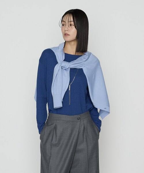 自由区【洗える】ストレッチシルクコットン プルオーバーニット 32サイズ 自由区【洗える】ストレッチシルクコットン プルオーバーニット