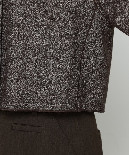 TALLサイズ 〕 ツイード柄リバージャージー ノーカラージャケット