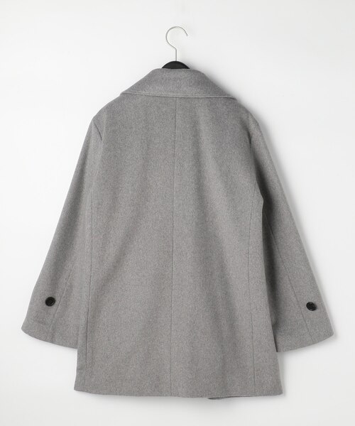 Hugyourskin グレー ダブルブレスト フード付きピーコート Hugyourskin グレー ダブルブレスト フード付きピーコート