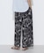 麻調ポリエステル ボタニカルプリントパンツ
