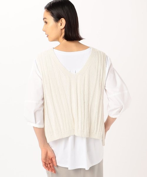 前後2WAY】よろけ縞 ニットベスト｜ギャバジンK．Tの通販｜&mall