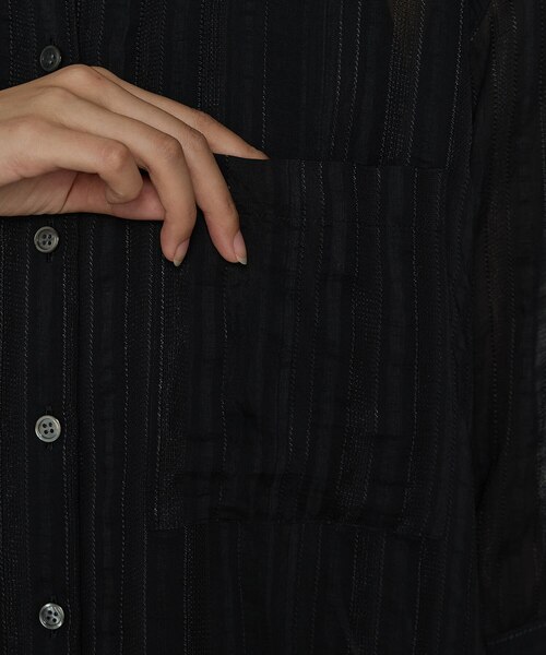 サイズ 〕 ジャカードボーダー 身幅たっぷりシャツ｜ギャバジンK．T